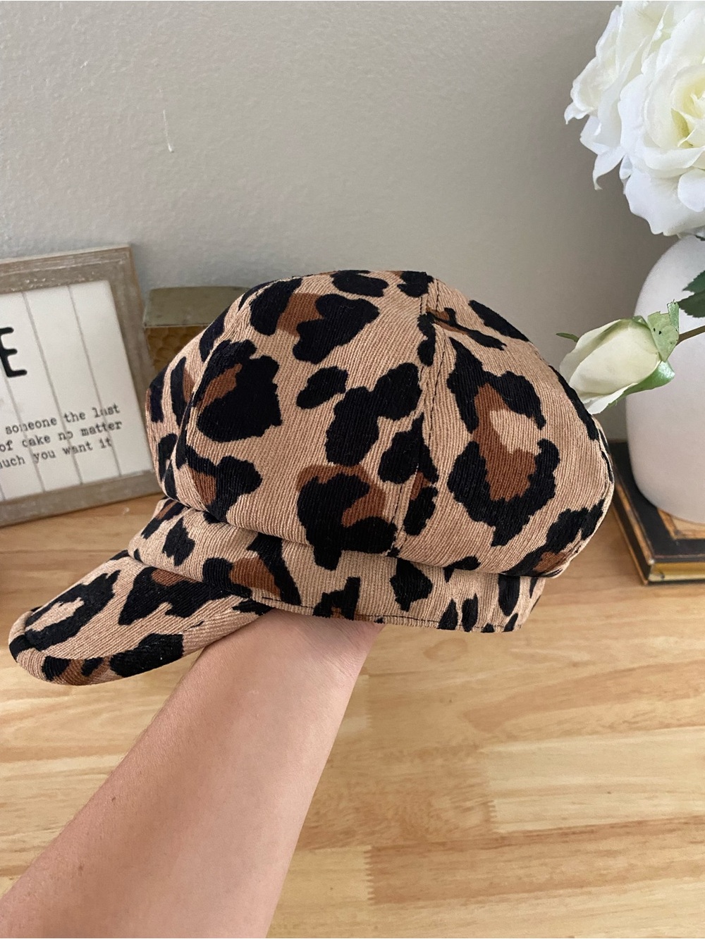 Y2k Cato Leopard Print Newsboy Cap - Tan, Brown & Black